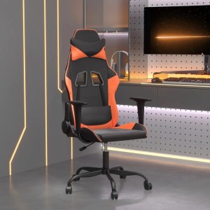 vidaXL Gaming-Stuhl mit Massagefunktion Schwarz und Orange Kunstleder 345405