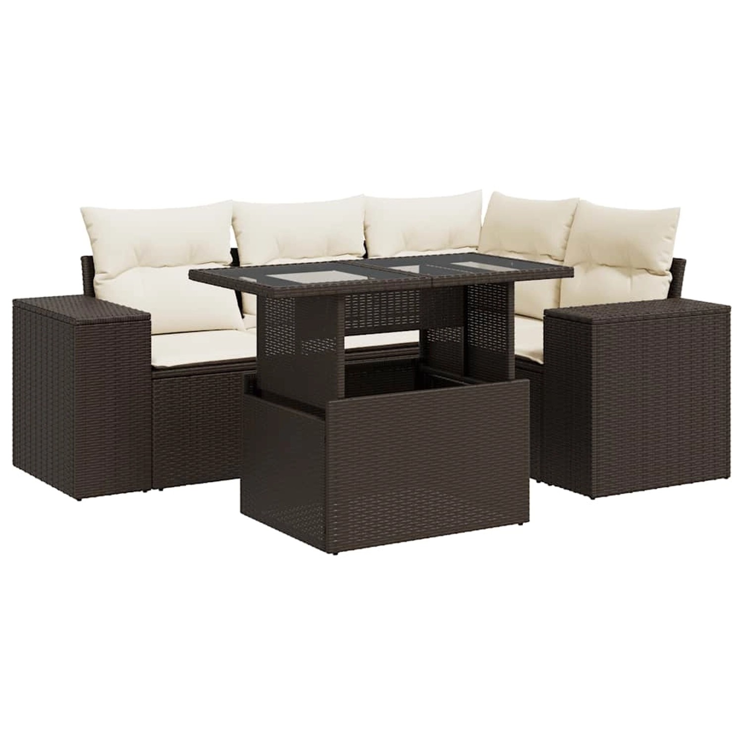 vidaXL 5-Tlg Garten-Sofagarnitur mit Kissen Braun Poly Rattan 3326794 günstig online kaufen