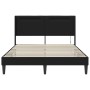 Schwarzes vidaXL Bett 160x200 cm mit LED-Leisten und Kunstlederbezug.