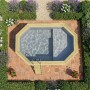 ALTANKA Holzpool Nemo 4,3x3 Höhe 1,31 m GRAU mit Liegefläche mit am Beton Verschraubten Stützen BAS7303OSPL2+PLA303_3
