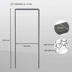 2er Set TRUTZHOLM Fahrradanlehnbügel, anthrazit, U-Form, zum Einbetonieren. Fahrradständer für 4 Fahrräder.