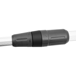 Detailaufnahme: Zipper Akku-Hochentaster ZI-HET 40 V, grauer Verschluss zur Längenverstellung.