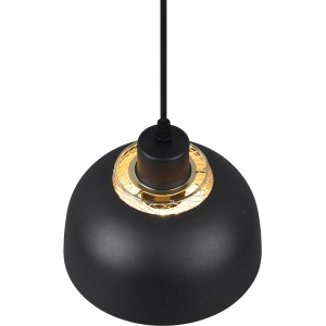 Schwarze Reality Pendelleuchte Punch, 1-flammig, mit goldfarbenem Gitter.