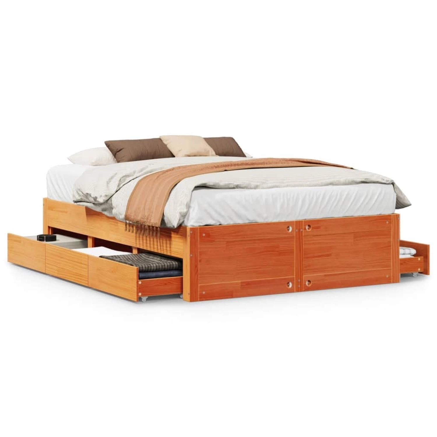 vidaXL Massivholzbett ohne Matratze mit Schubladen Braun 160x200 cm 3308800 günstig online kaufen