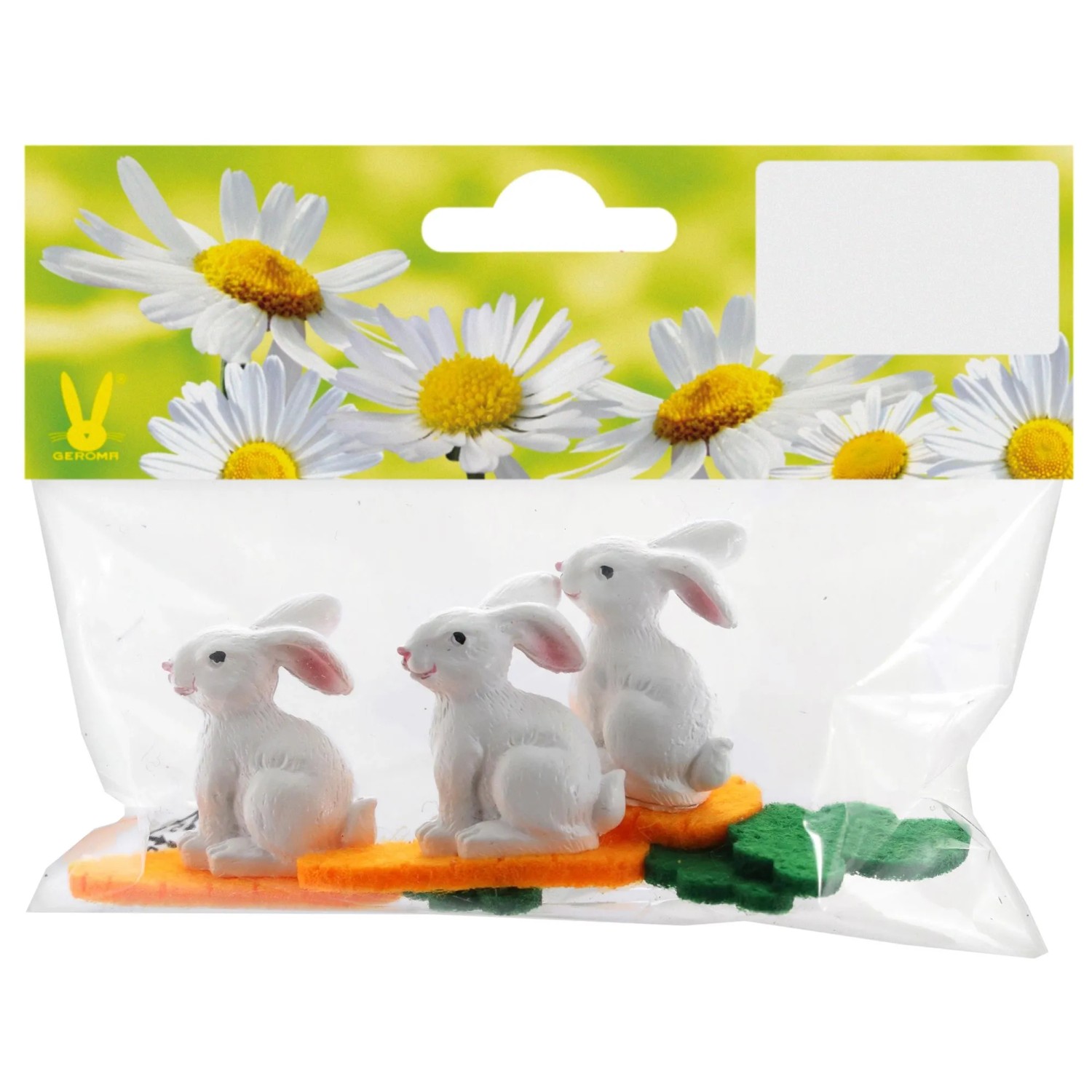 Osterdeko Hasen mit Karotte aus Polyresin/Filz 6,5 cm Weiß 3 Stück