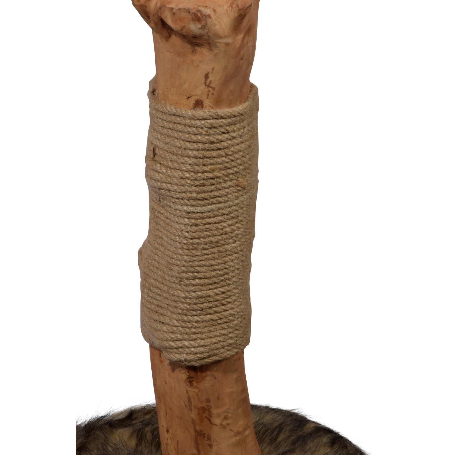 Detailansicht: Naturstamm mit Jute umwickelt am braunen Dobar Kratzbaum Tony.