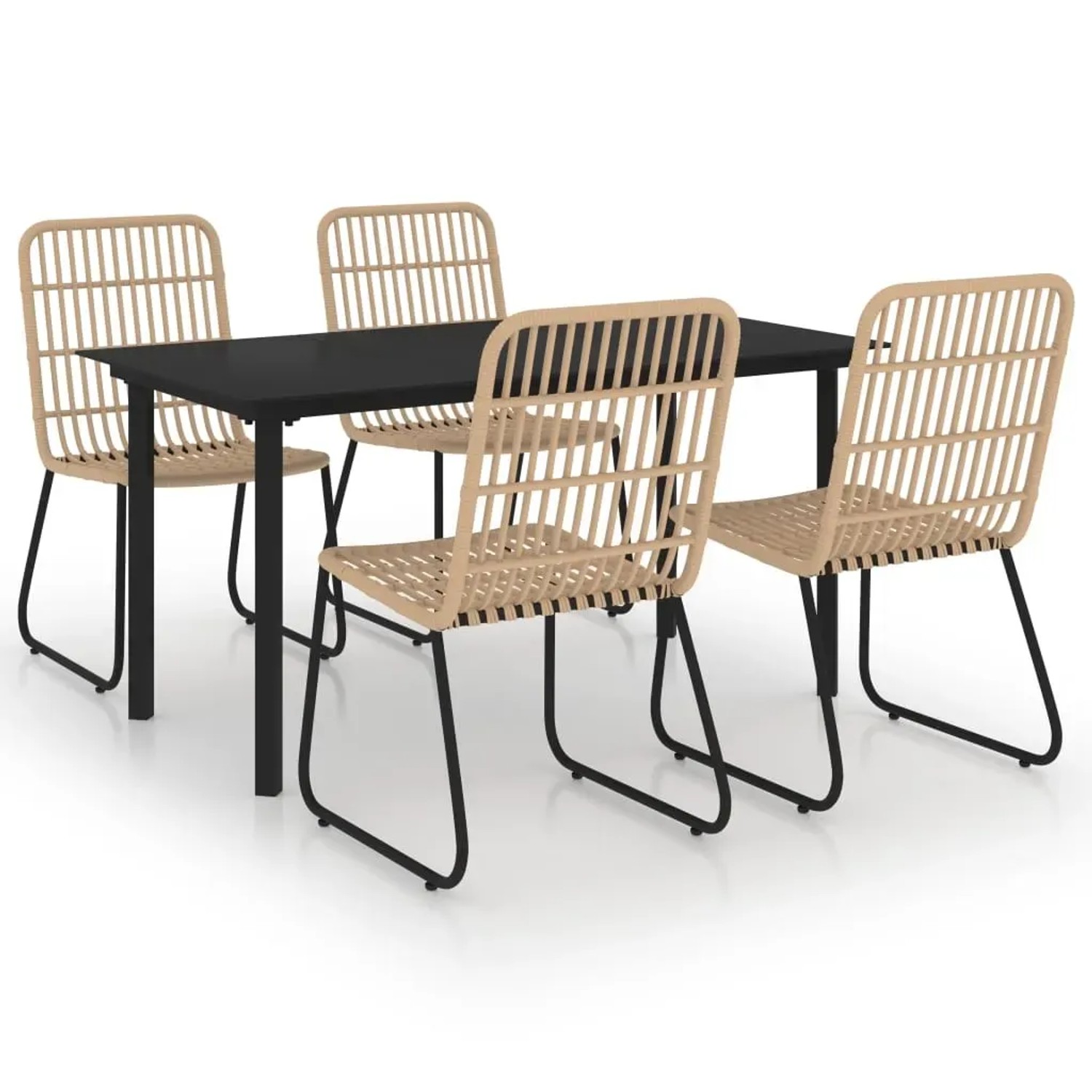 vidaXL 5-Tlg Garten-Essgruppe Poly Rattan und Glas 3060239
