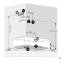 Skizze der AcquaVapore Duschtempel Badewanne K55-R01-EC (100x170): Maßangaben zu Anschlüssen.