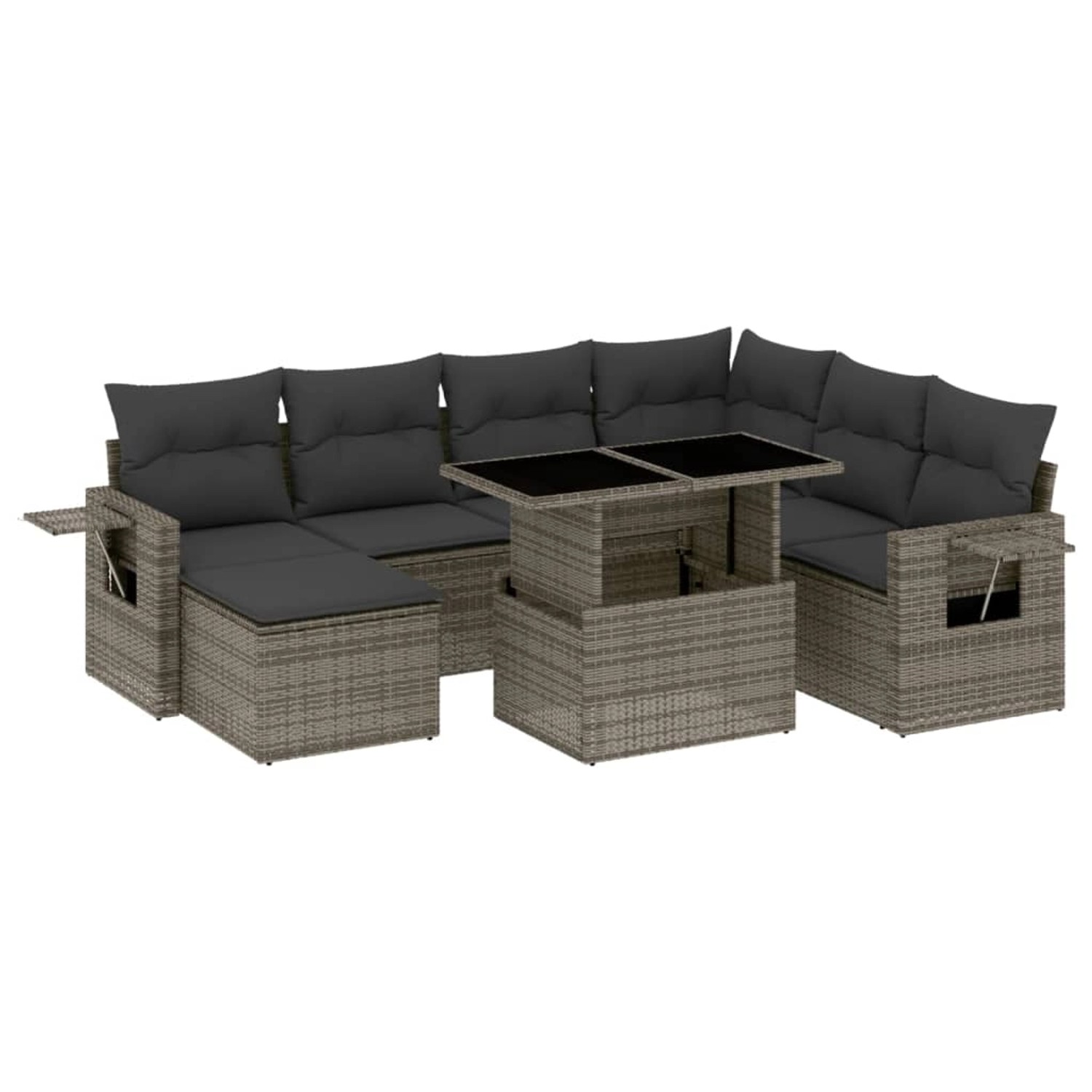 vidaXL 8-tlg Garten-Sofagarnitur mit Kissen Grau Poly Rattan Modell 160 günstig online kaufen