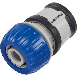LUX Schlauchverbinder Comfort 19 mm mit Wasserstopp für Gartenschläuche und einfache Zubehörwechsel.