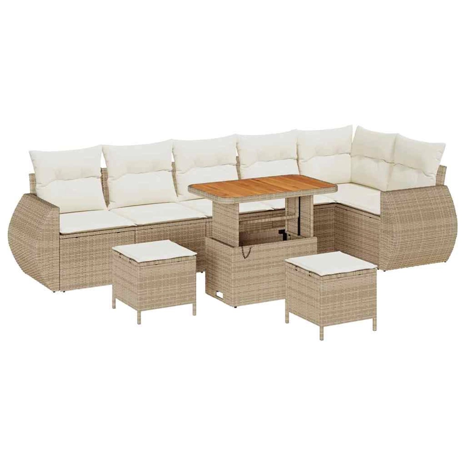 vidaXL Garten-Sofa-Set 9-Tlg Beige Poly Rattan 3361896 günstig online kaufen