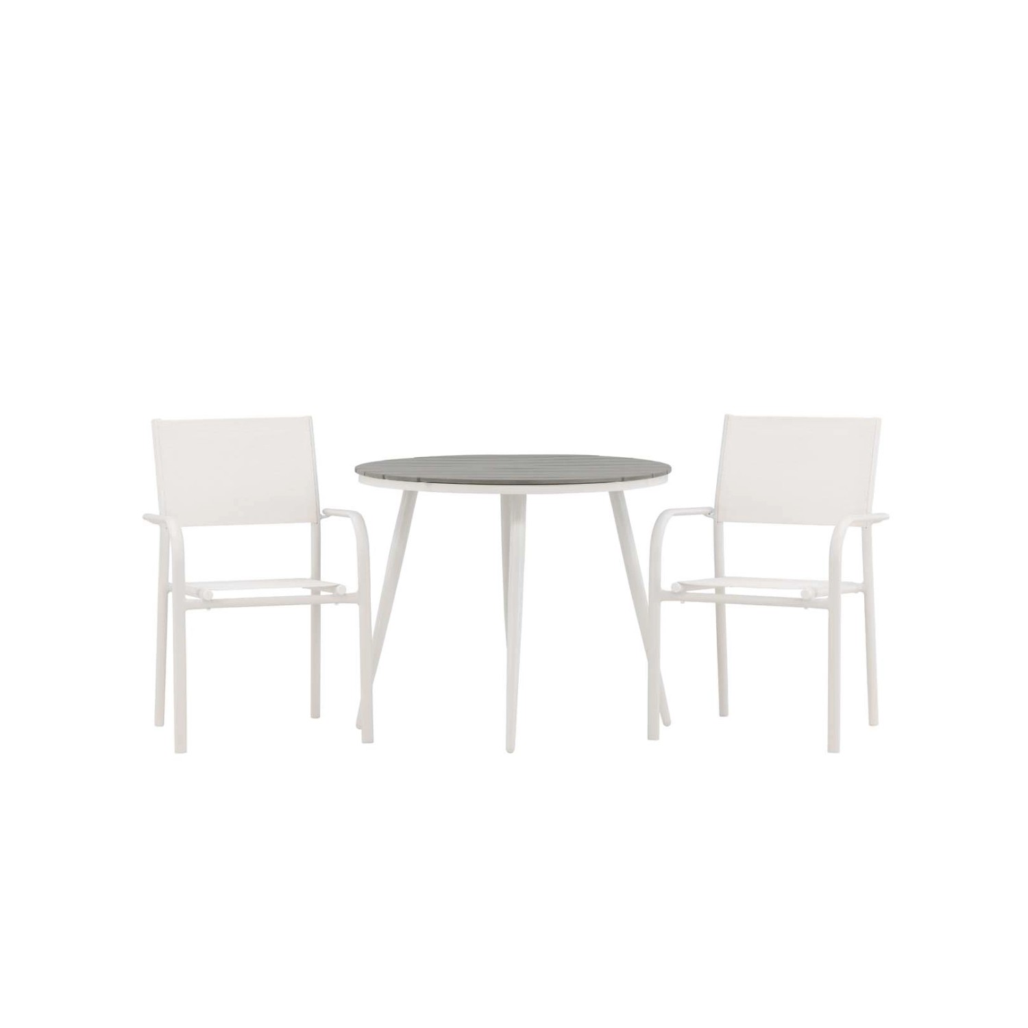 ebuy24 Break Gartenset Tisch Ø90cm Grau 2 Stühle Santorini Weiß günstig online kaufen