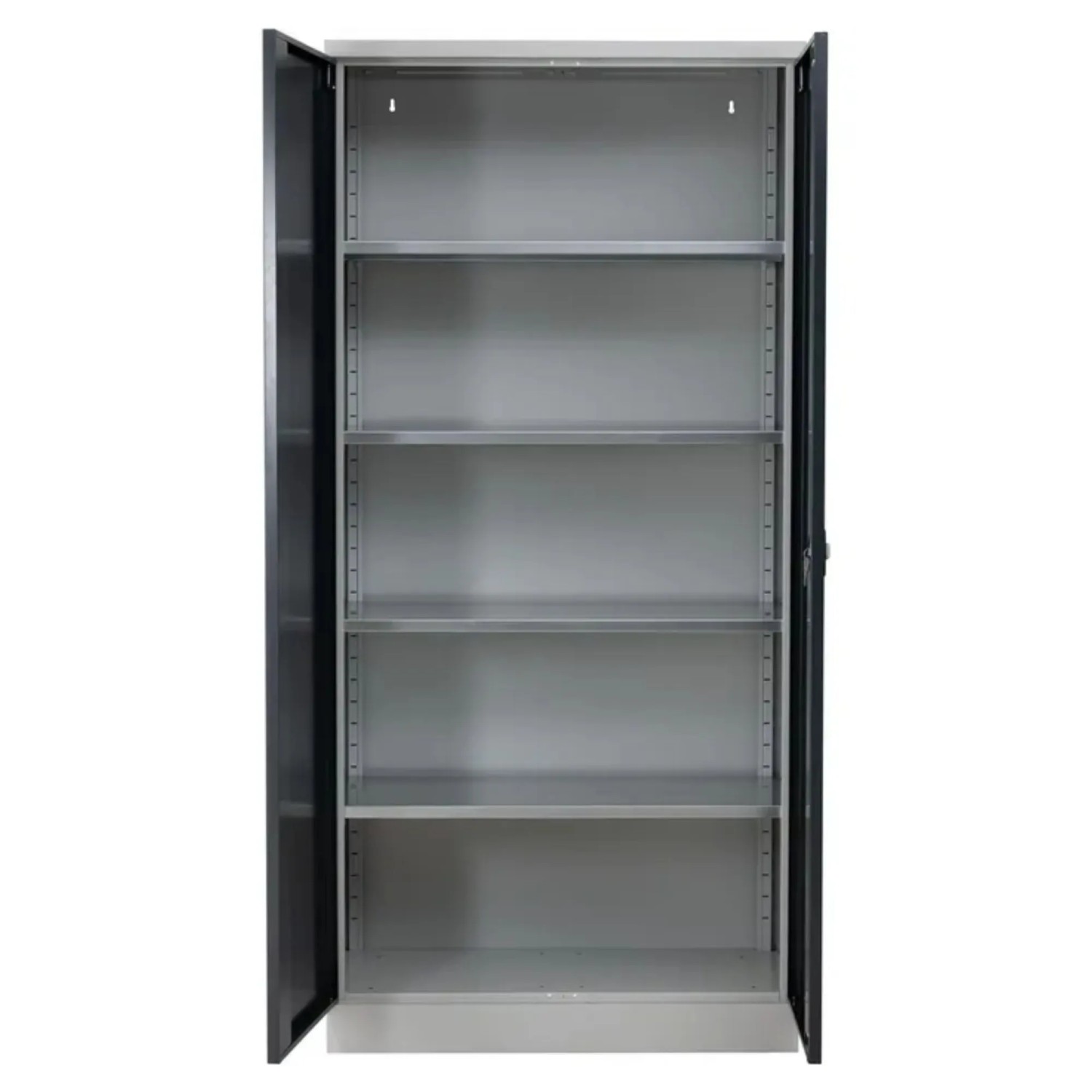 PROREGAL Stahlschrank Bee 7 Fachböden HxBxT 195 x 92 x 50 cm Pulverbeschichtetes & Verstärktes Fachbodenmaterial Grau & Schwarz
