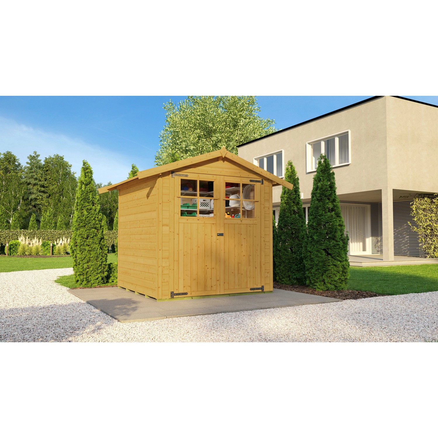 Weka Holz-Gartenhaus Eiche Hell Satteldach Lasiert 171 cm