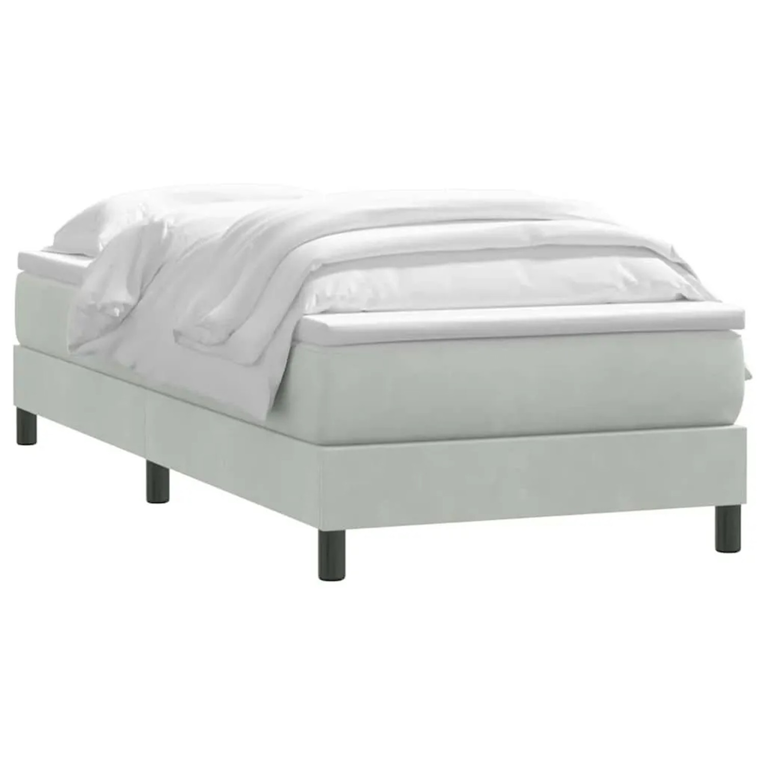 vidaXL Boxspringbett mit Matratze Hellgrau 80x210 cm Samt 3315897 günstig online kaufen