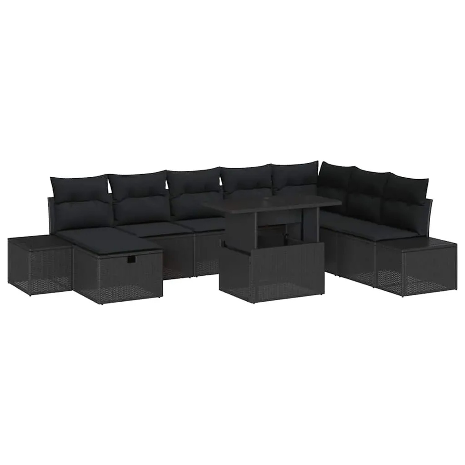 vidaXL Garten-Sofa-Set 11-Tlg Schwarz Poly Rattan 3359900 günstig online kaufen