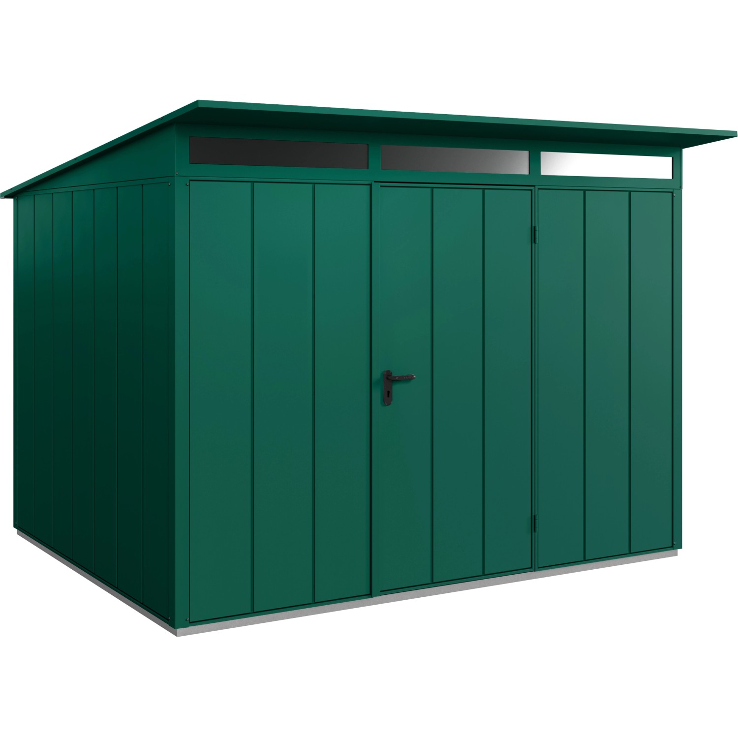 Ecostar Gerätehaus Elegant mit Pultdach Typ 3 RAL6005 Moosgrün Einzeltür