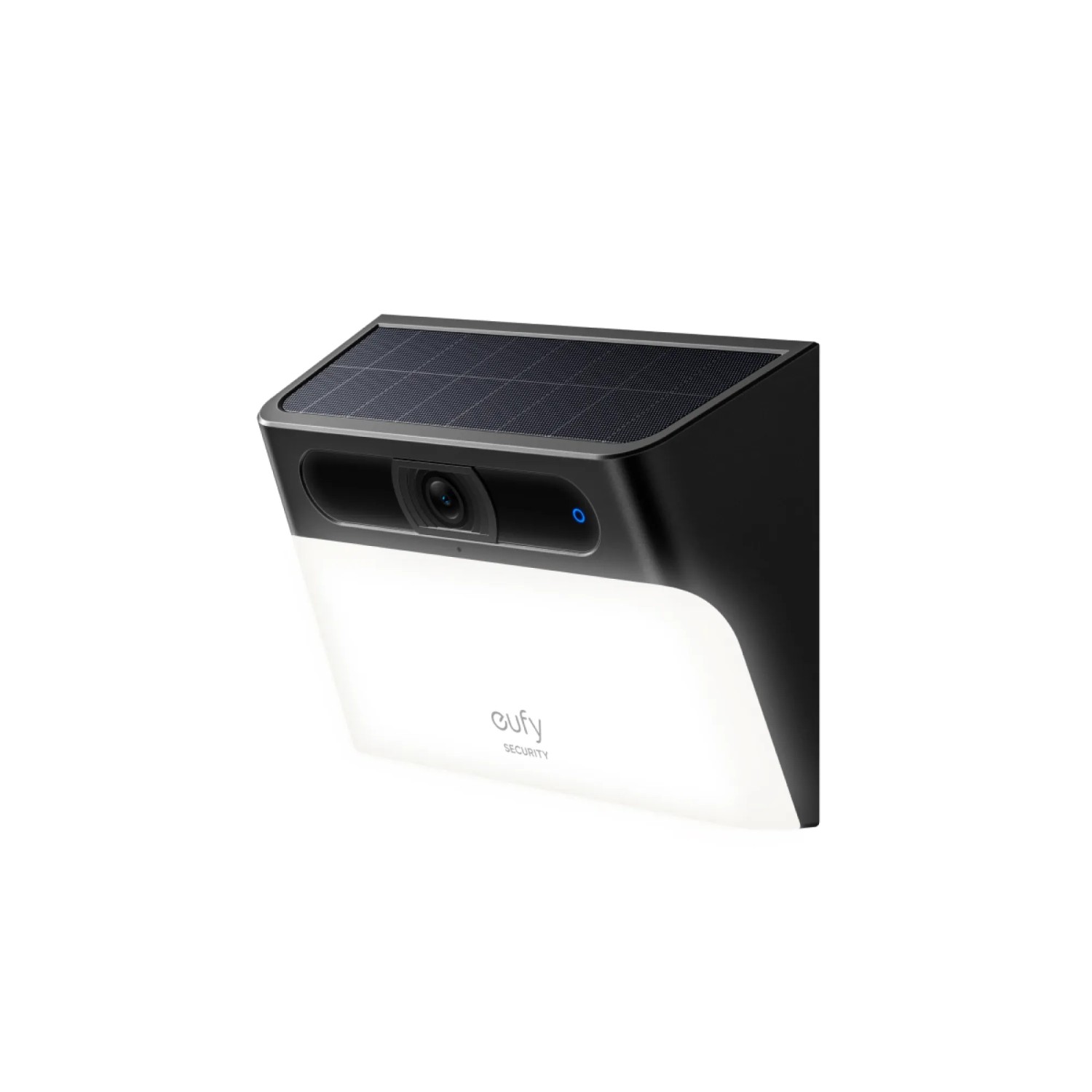 Eufy Solar-Wandleuchte S120 mit Kamera, 2K Auflösung, Solarpanel und Bewegungssensor für die Außenüberwachung.