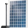 Heissner Solar-Teichpumpen-Set mit Pumpe, Solarpanel und Wasserspielaufsätzen.