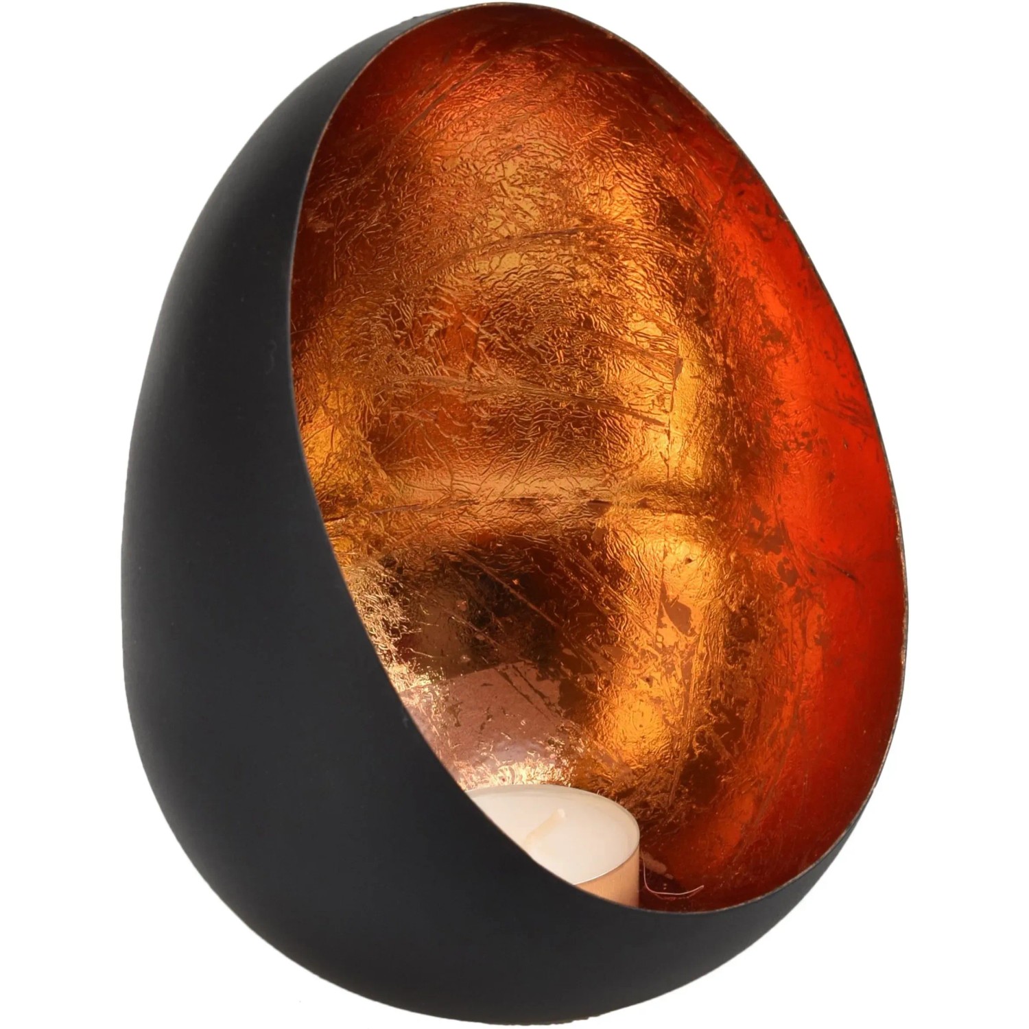 Deko-Teelichthalter Metall 15 cm Schwarz-Gold