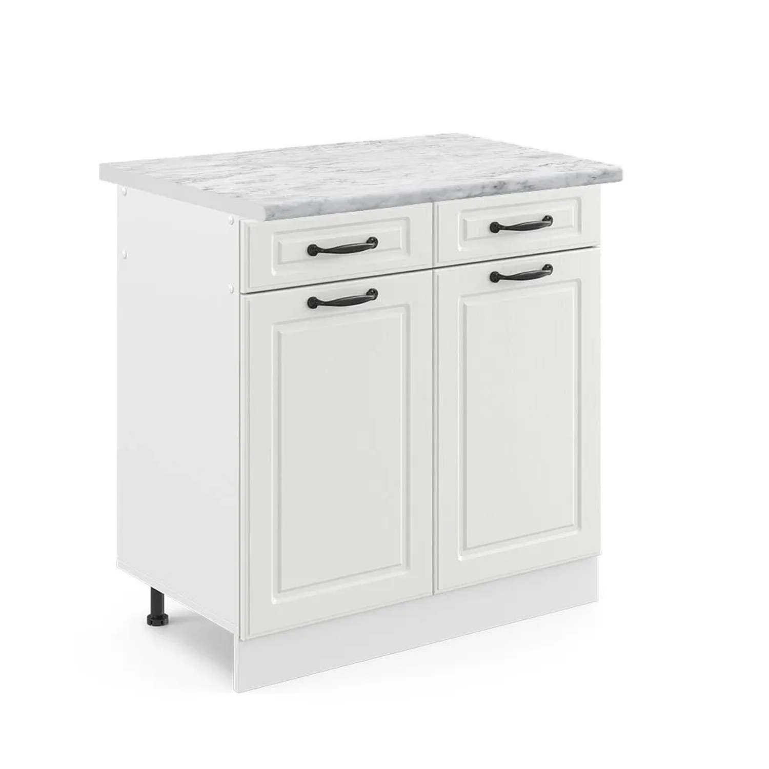Vicco Küchenunterschrank R-Line Schubladenschrank für die Küche Weiß Landhaus Weiß 80 cm AP Marmor