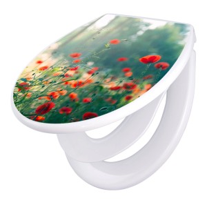 Banjado WC-Sitz Familie mit Waldmohn Motiv, Absenkautomatik, Kindersitz, Polypropylen.