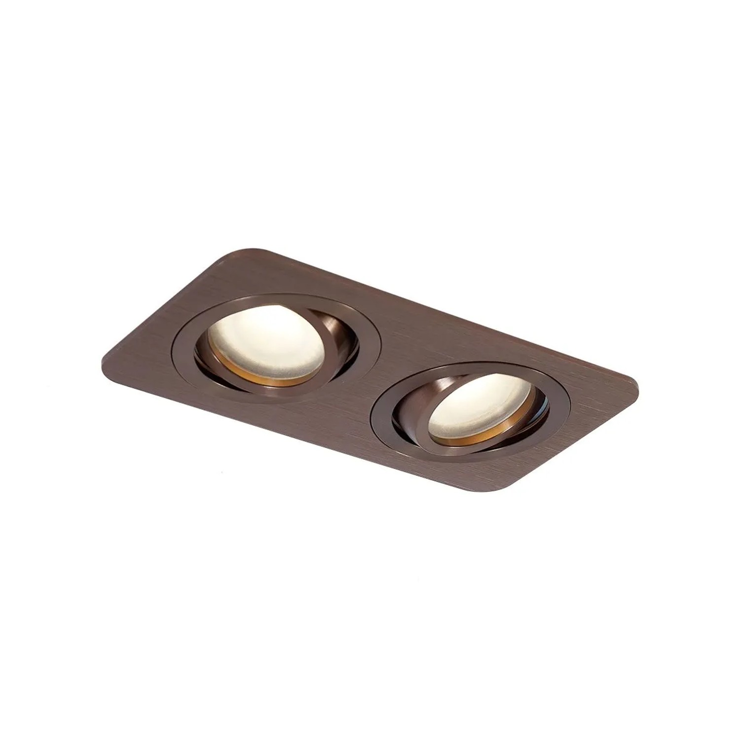 Qazqa Abgerundeter Einbaustrahler Dunkelbronze GU10 50mm Drehbar Und Kippbar IP44 2-Lichter Alberto