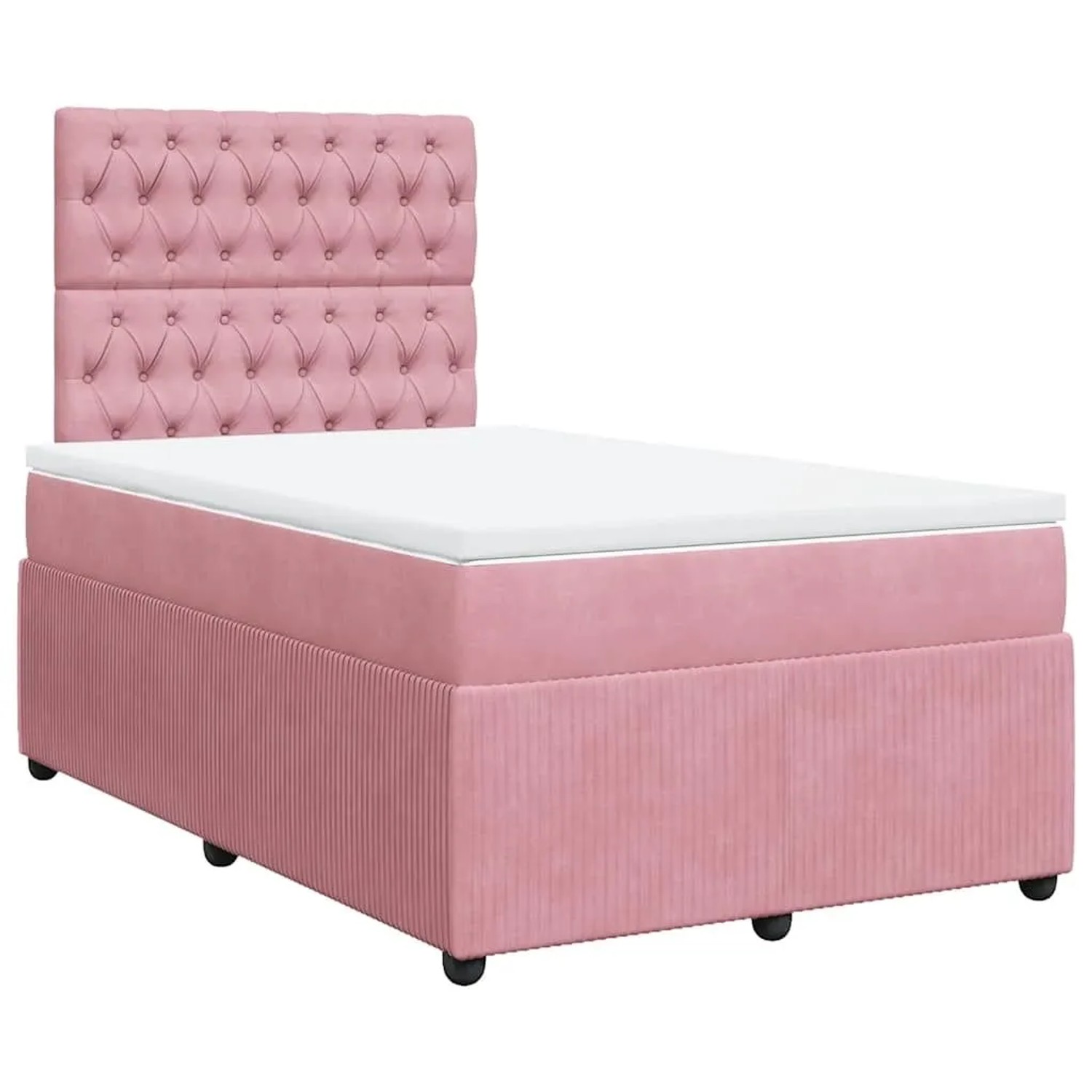 vidaXL Boxspringbett mit Matratze Rosa 120x200 cm Samt 3294621