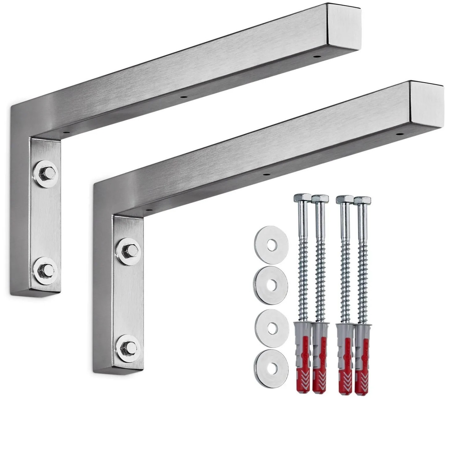 SOTECH 2 x Wandkonsole L-Winkel WK400 400 x 150 x 30 mm Edelstahl Gebürstet