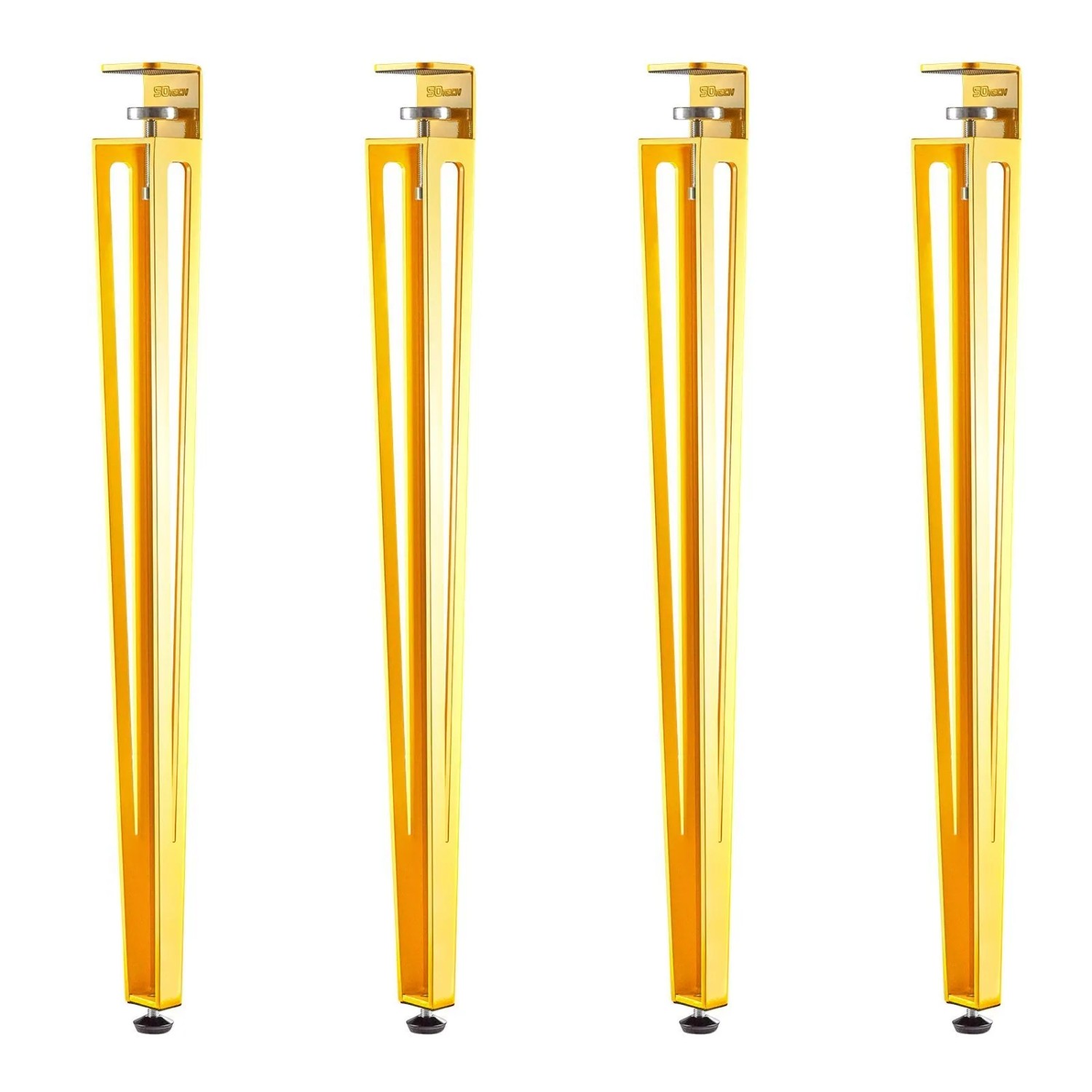 SOTECH 4 Stück Tischbein ColorLine In F-Form Gelb Anschraubbar Konisch mit Klemmschraube Höhe 745 mm