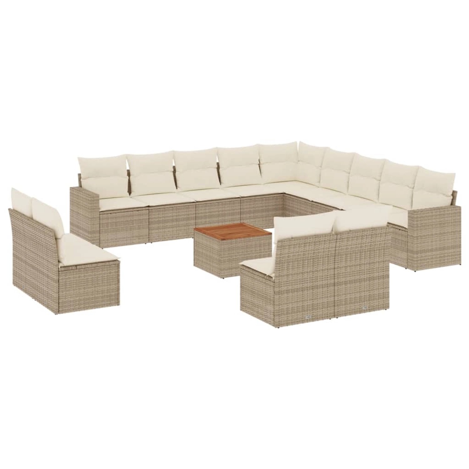 vidaXL 14-Tlg Garten-Sofagarnitur mit Kissen Beige Poly Rattan 3256709 günstig online kaufen