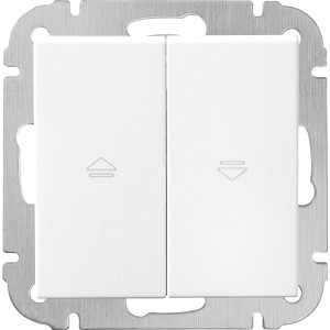 Finnja Schalter, Weiß-Matt, Doppelschalter für Unterputzmontage mit Pfeilsymbolen.
