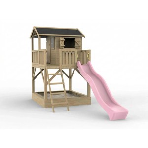 Prestige Garden Stelzenhaus Funny XXL mit Sandkasten KDI Inklusive Rutsche Pastellrosa
