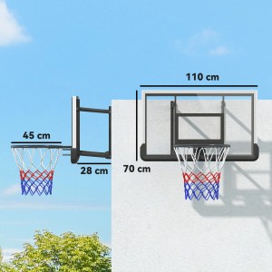 SPORTNOW Basketballkorb aus Stahl und Kunststoff, schwarz, mit Maßen. Ideal für Spiel und Spaß.