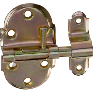Gelb verzinkter Grendelriegel, 75x40mm, zur Sicherung von Möbeltüren und Toren.