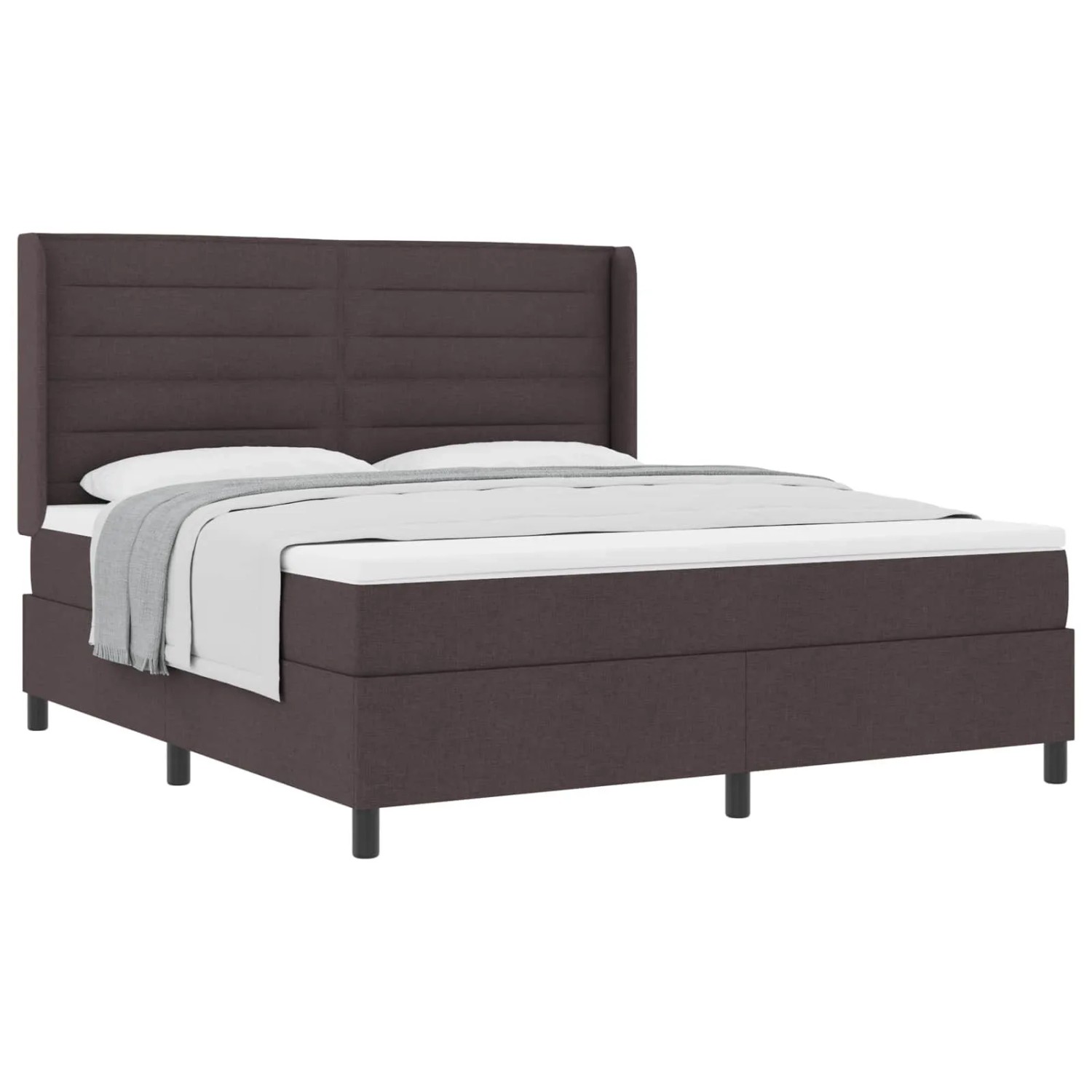 vidaXL Boxspringbett mit Matratze Dunkelbraun 180 x 200 cm Stoff 3341598