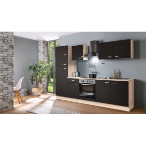 Menke Küchenzeile Classic 270 cm in Lava Matt und Sonoma Eiche Nachbildung.