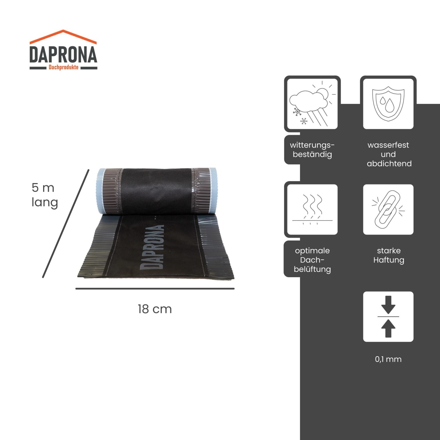 Daprona Firstband Alu 5m anthrazit: Rolle zur Dachfirst Abdichtung und Belüftung.