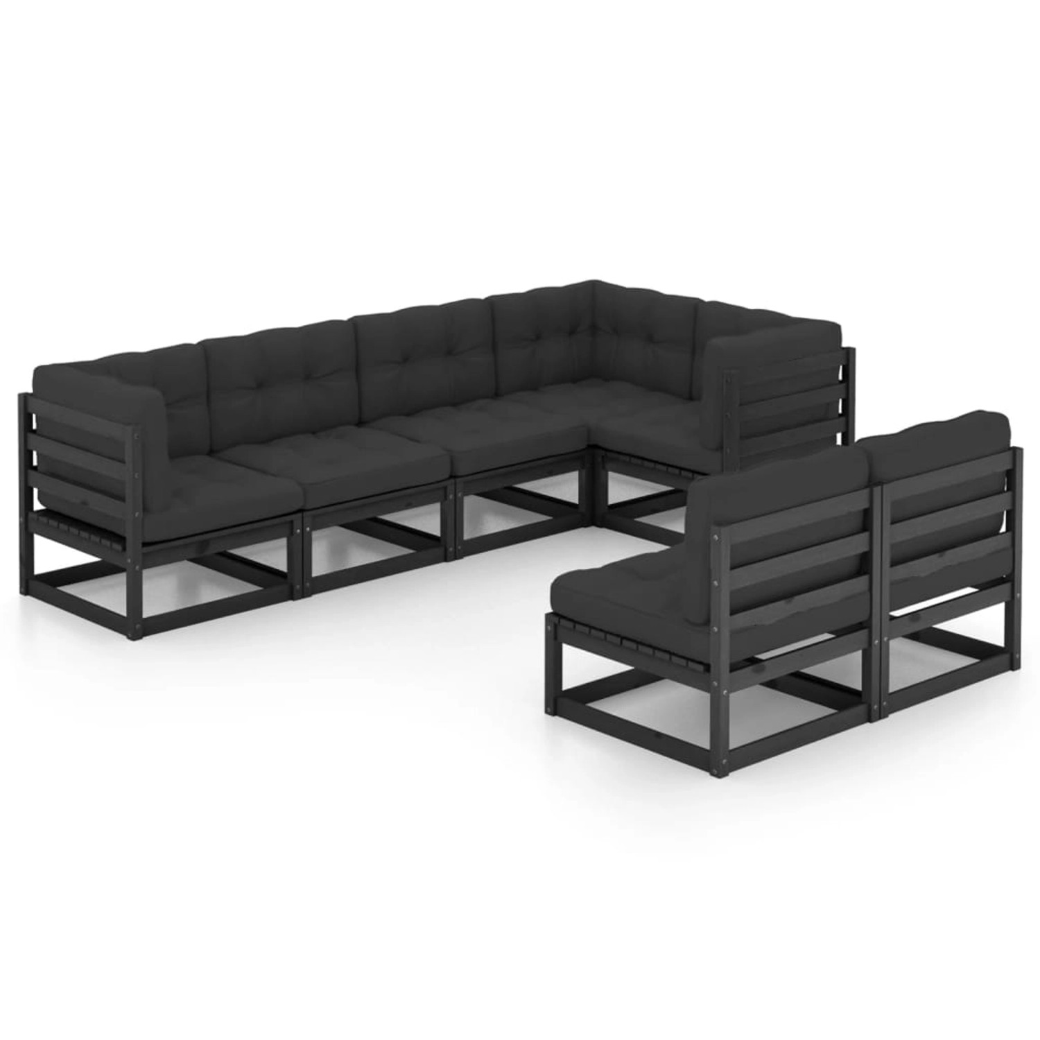 7-tlg. Garten-lounge-set Mit Kissen Massivholz Kiefer günstig online kaufen