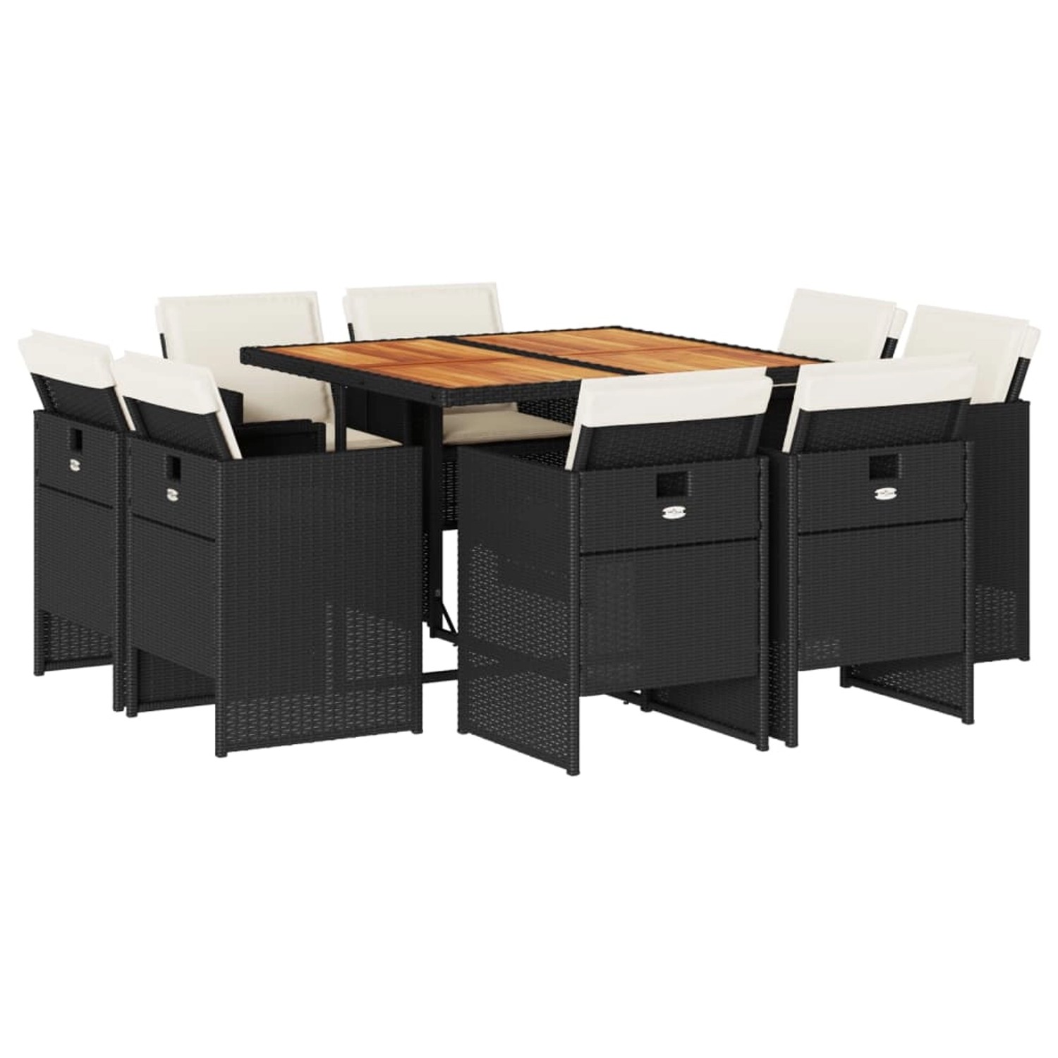 vidaXL 9-Tlg Garten-Essgruppe mit Kissen Schwarz Poly Rattan 3277790 günstig online kaufen