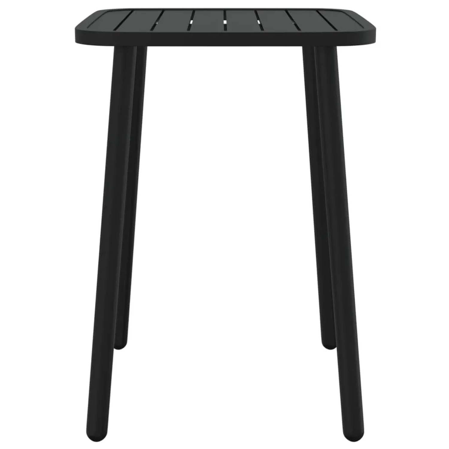 Quadratischer, anthrazitfarbener Gartentisch aus Stahl, Teil der 5-tlg. vidaXL Essgruppe.