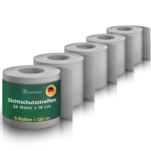 Novatool Sichtschutzstreifen, Fenster Grau, 130m Rolle für Doppelstabmattenzaun.