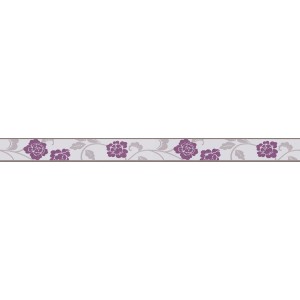 Selbstklebende A.S. Création Borte mit Blumenmuster in Violett und Grau, 5 cm breit.