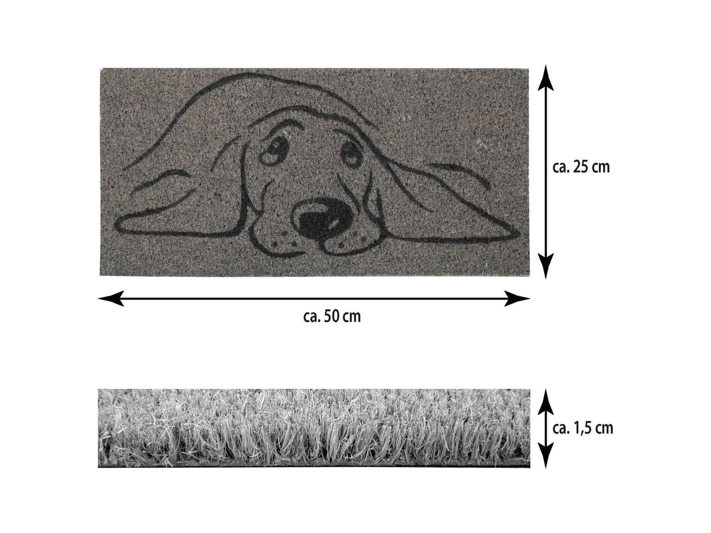 Think Favours Fußmatte Kokosfaser – Hunde-Silhouette Design (75x46 Cm)