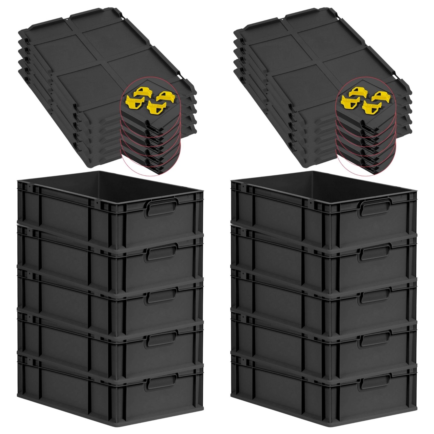 PROREGAL SparSet 10x Eurobox Nextgen Grip Mit Auflagedeckel Und Gelben Vers günstig online kaufen