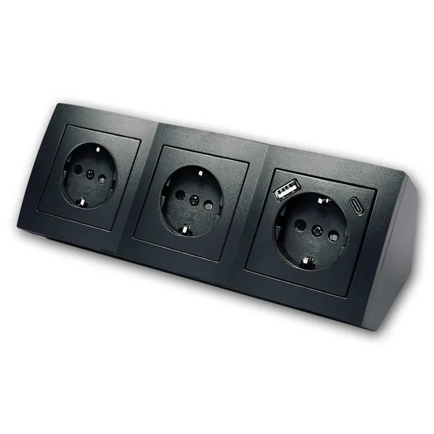 McPower Steckdosenblock Flair 3-Fach Schwarz USB A USB C