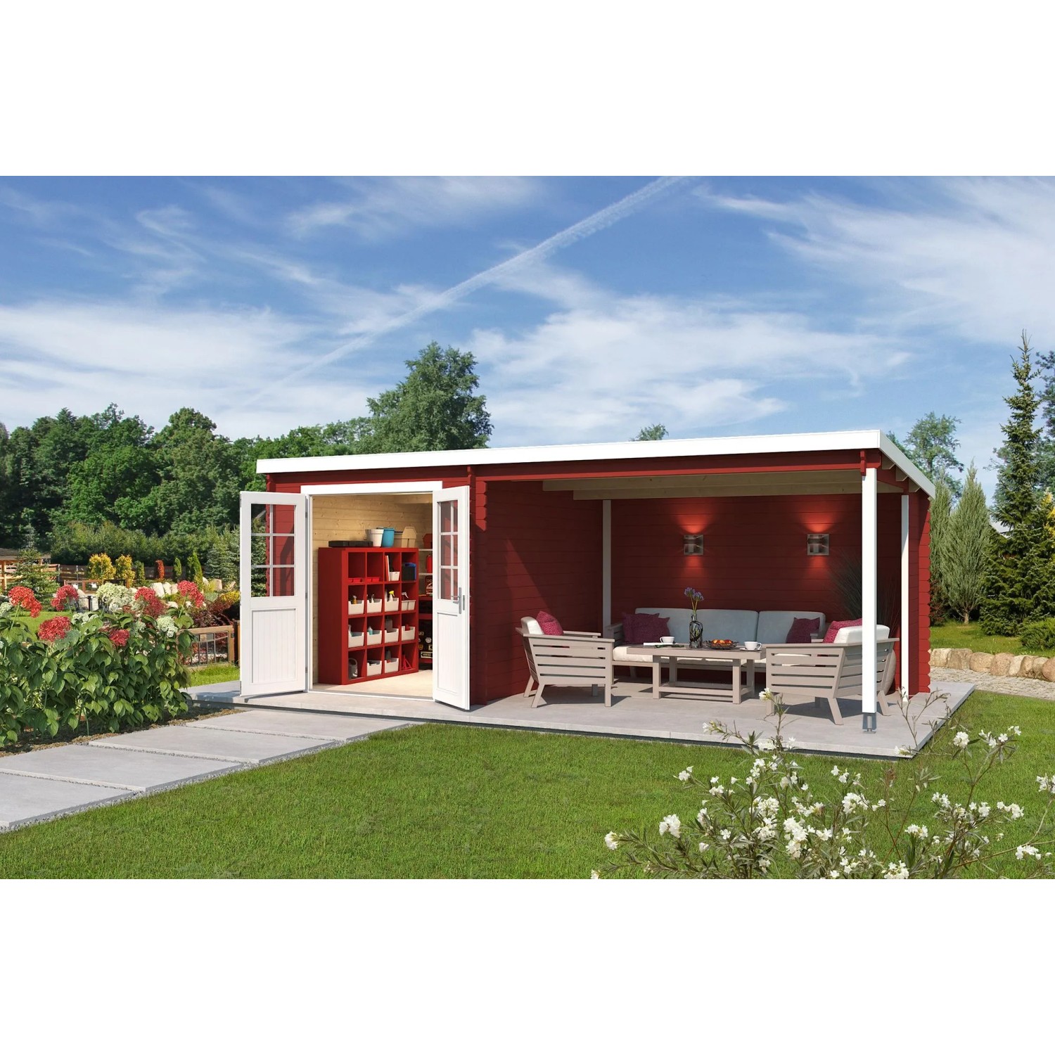 Lasita Holz-Gartenhaus Saint Paul Flachdach Lasiert 570 cm x 275 cm