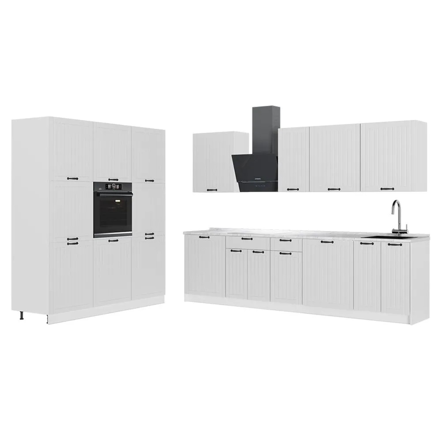 Vicco Küchenzeile Fame-Line Weiß Landhaus/Weiß 460 x 207 AP Marmor Art Nr 63843