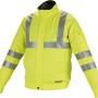 Gelbe Makita Akku-Klimajacke DFJ214ZM Gr. M für Arbeitskleidung mit Reflektoren.