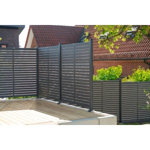 Home Deluxe WPC-Sichtschutzzaun Alira 4 Elemente 185 cm x 708 cm Dunkelgrau